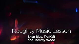 Naughty student turns music lesson into threesome with Skye Blue and Tru Kait!