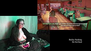 Naked brunette with big natural tits in night springs