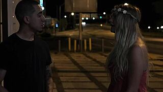 Stranded teen amateur gets rough doggystyle domination outdoors in public