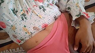 Horny brunette explores pleasure