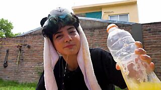 Lara's outdoor picnic vomit fetish movie.