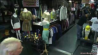 Bound slave, you get fucked punished in public shop