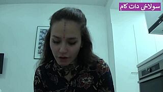 iranian girl straightens boyfriend's dick with sack and rides it for sex