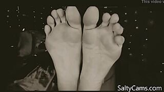 Lover licks my feet in fetish session