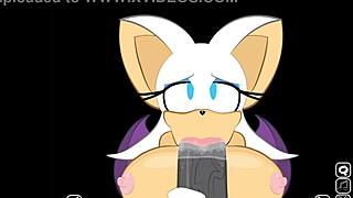 Rouge just can't resist interrupting Shadow to suggestively handle that big monster cock in the game scene.