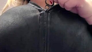 big natural tits bursting out of leather 😘