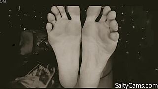 Lover licks my feet in fetish session