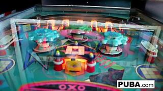 brett rossi stuffs her pussy after hot pinball gaming