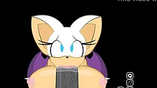 Rouge just can't resist interrupting Shadow to suggestively handle that big monster cock in the game scene.