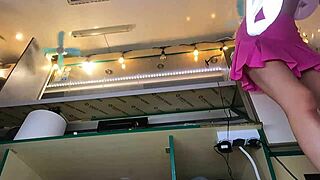 18 yo hot bitch works without bra or panties at summer festival