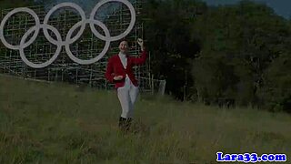 English milf gets DOGGYSTYLED in heels and stockings. Then she takes deepthroat action.