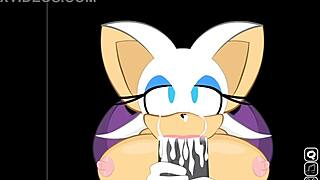 Rouge just can't resist interrupting Shadow to suggestively handle that big monster cock in the game scene.