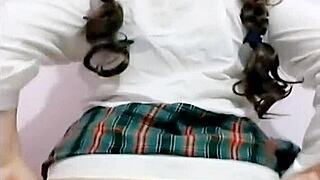 school girl masturbating to orgasm after classes, wet pussy, nice ass