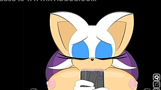 Rouge просто не может устоять, прерывая Shadow, чтобы соблазнительно поиграть с тем большим монстром членом в сцене игры