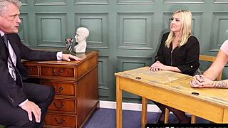 Stepmom Charlie Rae and Gigi Patsy Suck Principal's Cock in Threesome