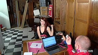 Horny shy redhead teen teases during her casting