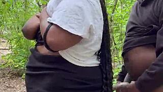 I love going hiking just to end up fucking with shaved wet pussy and big cock