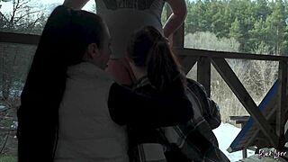 Young teens suck him together on vacation threesome