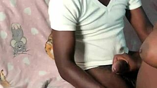 Ebony Milf Gives Sloppy Handjob to Massive BBC