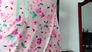 Look at my innocent colleague modeling in sexy pink pajamas