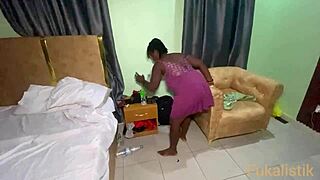 Horny stepbrother surprises stepsister with monster cock after parents leave.