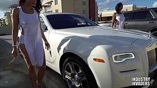 Outdoor face fucking a cute slut with big ass.