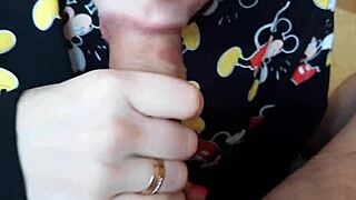 blonde amateur miki mouse gives blowjob with feet and kissing in homemade video