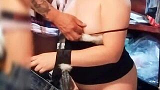 Neighbor Surprises Babe Dressing as Prostitute, Licks Ass, Gets Blowjob