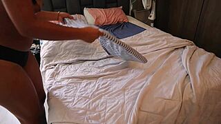 Found Stepsister Making Bed, Messed It Up Fucking!