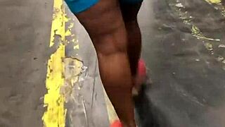 Ebony thick booty walking candid