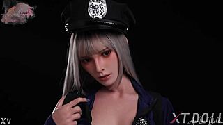 hannah blonde slut police officer strips naked for xtdoll sexdoll 164c pussy fuck in office