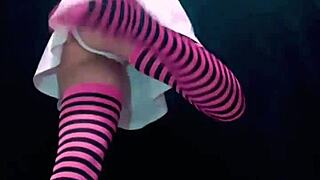 Bonneyuwu plays in a miniskirt, peeing into a jar for homemade fun. Her petite Latina charm shines.