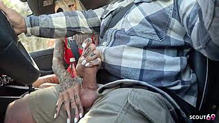 nympho fit german blonde sophie logan with abs and tattoos picked up for car deepthroat