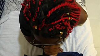 Horny teen sucked neighbor's stepson big cock intensely in bedroom