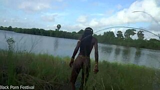 hot skinny african village girl walks naked outdoors