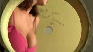 latina veronica avluv sucks big cock through glory hole while touching herself