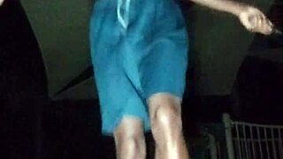 Park 2 explodes with skinny black brunette roommate getting fucked by athletic mature father in law!