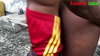 Fat ebony bbw bent over for rough doggystyle creampie outdoor! 😈