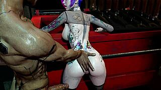 Tight anal hole cyberpunk slut anal fucked in public