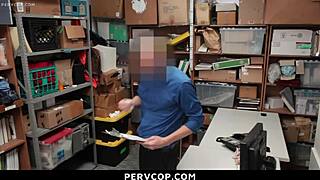 Shoplifting teen, bent over for doggystyle punishment by LP officer.