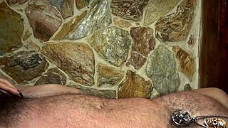 Scratching his chest and belly with long natural nails until red marks