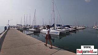 This amateur Thai teen 18+ Cherry gets bent over in sexy uniform for POV fuck by big white cock.