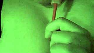 sucking a l and playing with my tits while moaning