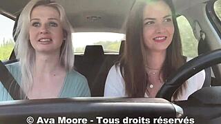 Unknown challenge for lucky guy sucked by two girls on roadside