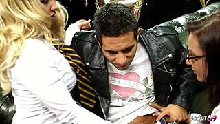 Cosplay Uniform FFM Threesome Sex with Two Big Boobs and Butts Girls