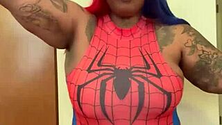 Spider girl shabrim cosplay features costumes and striptease until 28