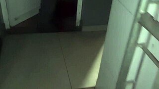 The gas station attendant fucks the naked girl outdoors.