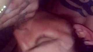 Shemale with big cock receives deepthroat sucking in detailed scene