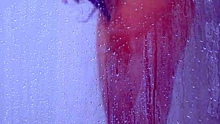 College Tanned Gorgeous Girl Takes Shower in Bikini