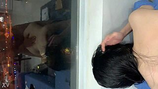 Young white girl bent over doggy public!